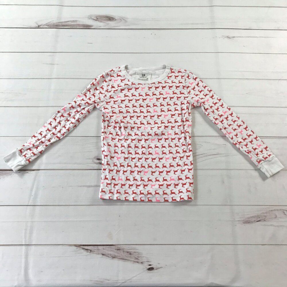 J.Crew Kids Girls Size 10 Red Prancing Reindeers White Pajama Set